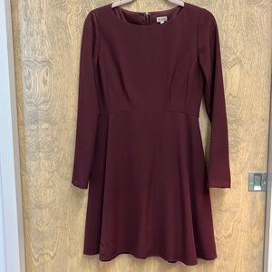 Maroon fit and flair dress